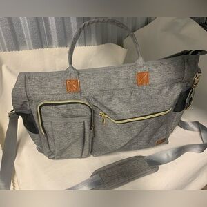 Rabjen Gray Diaper Tote Bag Large Multifunction Travel Baby Bag NWOT